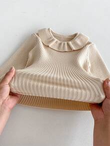 1pc Girls Toddler Kids Knit Sweater, Casual Stylish Comfort Long Sleeve Pullover, Suitable For Autumn/Winter