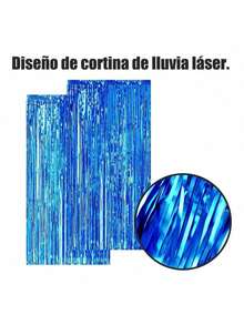 2 Cortinas Metálica Envio Nacional Forma de Lluvia Decoración Fiesta colores brillantes fondos artículos 2 metros x 1 metro cortinas decorativas ideales para celebraciones y decoración de fiestas Halloween cumpleaños bodas graduaciones ambientes temáticos iluminación creativa para eventos nocturnos - Azul - Ver 3