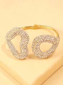 1pc New Exaggerated Fully Studded Heart Shape Openable Bracelet, Fashionable Street Snap Accessory