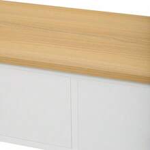 Retro Console Table With Drawers And Open Shelves, Narrow Wooden Console Table In Vintage Design For Hallway, Entrance Area And Living Room, White + Natural - White - View 8