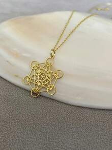 suteyi 14K金梅塔特隆项链，神圣几何珠宝，梅塔特隆立方体项链，女士精神项链，瑜伽项链，女士礼物 - 彩色 - 查看 4