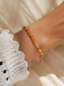 1 件不对称串珠手链，多色树脂材质，时尚复古节日手链，适合女士 - 手鍊 - 查看 11