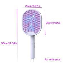 Foldable Electric Mosquito Swatter, USB Rechargeable, Rotating Folding Design For Compact Storage, Suitable For Kitchen, Bedroom, Living Room, Indoor & Outdoor Use - White - View 2
