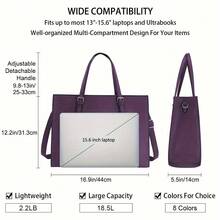 NUBILY Laptop Bag For Women Waterproof Lightweight 15.6 Inch Computer Tote Bag Business Office Briefcase Large Capacity Handbag Shoulder Bag Professional Office Work Bag Dark Purple