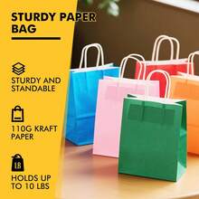 2025RACETOP 32 Pack Small Paper Gift Bags With Handles, 5.8"*3.2"*8.25" Kraft Paper Party Favor Bags Bulk For Kids Birthday, Baby Shower, Crafts, Wedding, Party Supplies (8 Colors) - 紅色 - 查看 11