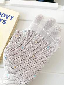 5双女士纯色和波点图案袜子，时尚可爱，柔软舒适，适合日常、运动、休闲穿着，四季皆宜，圣诞礼物佳选。 - 多色 - 查看 5