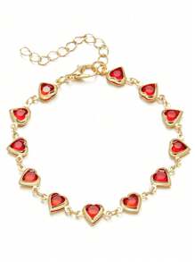 1pc Minimalist Fashionable Heart-Shaped Red Bracelet Jewelry, Suitable For Photos And Gift Giving