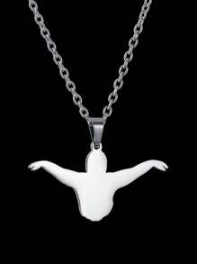 1 Pc Taekwondo Kongfu Fight Figure Women Men Pendant Necklace Stainless Steel Karate Fight Chain Necklace Jewelry For Sportsman