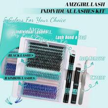 GEOXSLash Clusters Kit 320Pcs40D Eyelash Extension Kit Lash Bond And Seal Waterproof Lash Remover For Colorful Individual Cluster Lashes Kit Lash Applicator Tool For DIY Lash Extension Kit DMix916mmKit Z001 - Black - View 2