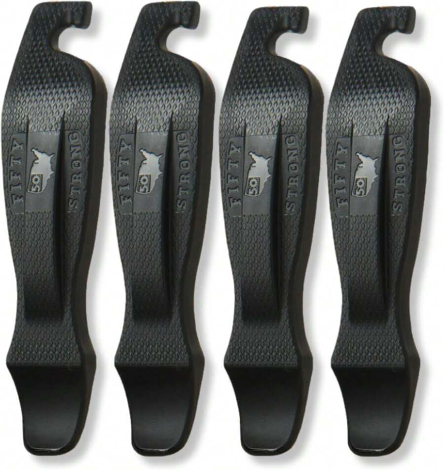 50 Strong Bike Tire Levers – Set Of 4 Ultra-Strong Tire Spoons With Easy-Grip Interlocking Design – Made In USA – Essential Bicycle Repair Tool Brand - Black - View 1