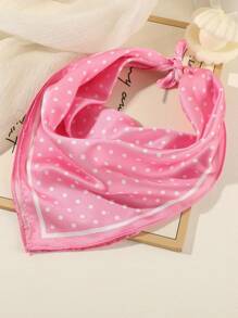 1 pièce Foulard carré petit à pois pour femmes, foulard de mode pour navette, cravate de style français rétro en faux soie