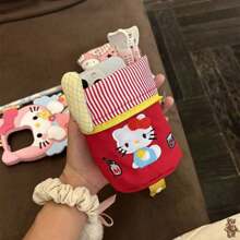 Sanrio Sanrio Cartoon Cute Handbag, KT Cat Embroidery Pen Pouch, Cosmetic Organizer Bag, Large Capacity, Student Stationery Multipurpose Tote Bag For Women,Back To School,School Supplies,Pencil Case,Pencil Pouch,School Bag