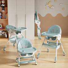 High Chair Baby, Children's High Chair With Baby Lounger, Adjustable Foldable High Chair Baby With Feeding Tray And Wheels, Basket, Grows With The Child From 6 Months To 6 Years Baby Chair - màu xanh lá - Xem 5