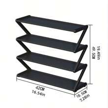 1pc 4-Tier Z-Shaped Shoe Rack, Plastic Freestanding Storage Shelf, Multifunctional Large-Capacity Storage Rack,Easy Assembly Floor Mounted Organizer For Living Room, No-Tool Installation, Stackable Home & Dorm Room Essential,Save Space, Home Organization Shoes And Boots Storage Sundries, Suitable For Corridors, Closets, Living Rooms, Bedrooms