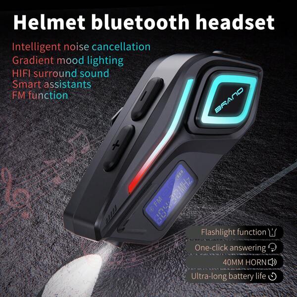 Helmet Headphones For Motorcycle Riding, Group Communication Via FM Radio, Noise Reduction, Long Battery Life, Wireless Transmission Range Of 10 Meters, Transmission Range Of 10 Meters, Battery Capacity Of 800mAh, Battery Life Of 40 Hours, Waterproof Rating Of IPX8, Split Installation, With Ambient Light And Flashlight, 40mm Diameter High-Definition Speaker, FM Radio Function, With Battery Level Display.