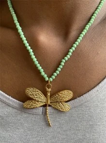 Starfish, Big Fish & Dragonfly Stainless Steel Beaded Necklace For Women, Beach & Resort Style