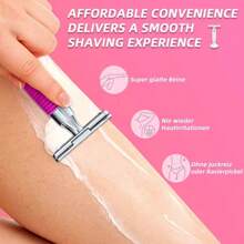 Razor For Women With 10 Blades, Reusable Single Blade Razors, Silicone Non-Slip Handle Razor, Smooth Close Shave For Ideal Gift For Girlfriend, Birthday