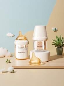 Glass Baby Bottle, Slow/Medium Flow Premium Glass Baby Bottles, Easy Switch Between Breast And Bottle, 0+ Months, Unisex, 1 Pack