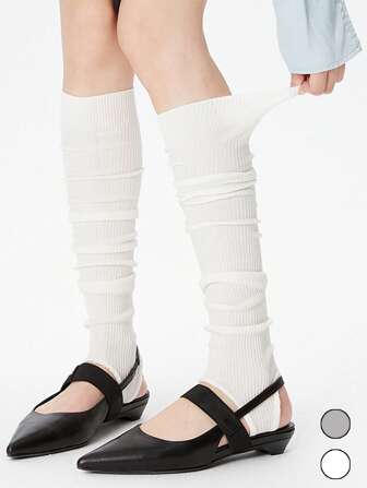 1 双女式马镫腿套，纯色腿套，罗纹腿套，薄款白色装饰性夏季腿套