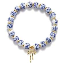 1 Pc Beads Bow Charm Bracelet For Women Flower Vintage Bracelet Handmade Stretch Gold Beaded Dainty Romantic Jewelry Gift