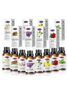 1 pieza, Aceite esencial aromático, Humidificador, Máquina de aromaterapia, Piedra difusora, Aromaterapia de coche y otros líquidos complementarios, Aceite esencial de aromaterapia, Aceite esencial de plantas de aroma calmante para el dormitorio, 8 tipos de fragancias