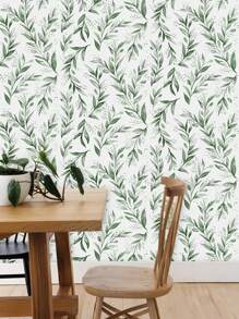 1 Roll 45cm Green Leaf Peelable & Stick Wallpaper, Bohemian Removable Vinyl Contact Paper, Modern Neutral Self-Adhesive Wall Paper, Suitable For Cabinet, Bedroom Decor, Renovation Stickers Peel Wall Panels, Wall Paper, Wallpapers, Spring Decoration Items Refresh Your Home, Festival Decoration Stickers Gifts Birthday Graduation