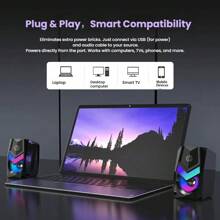 HP صوت الكمبيوتر DHE-6000 مكبر صوت صغير لا يشغل سطح المكتب تأثير إضاءة RGB جهير مرتفع ضبط مستوى الصوت سلكيًا من النوع الأسطواني التوصيل والتشغيل التوافق الذكي أسود