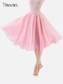 DonsGirl 1 Stück Damen eleganter fließender Chiffon Ballettrock in hellem Rosa von DonsGirl, wadenlanger Rock mit elastischem Bund für Bauchtanz, Prinzessin Party Cosplay Aufführungskostüm Tanzbekleidung