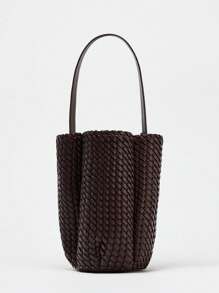 Bolso tipo cubo con efecto tejido, nuevo diseño de moda de bolso de mano, bolso de hombro, bolso de diseñador de tote pequeño para mujer