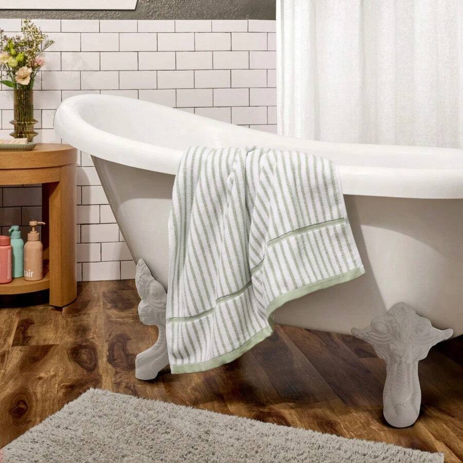 Stripe Bath Towel, 56" X 30", Sage Green By - sagegreen - View 1