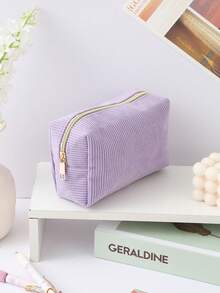 1 Pc Vertical Stripe Solid Color Pencil Case, Portable Stationery Bag, School Supplies For Big Friends And Primary School Student, First Day Of School - Multicolor - View 16