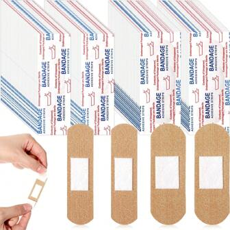 20/100pcs Flexible Fabric Adhesive Bandages Bulk Assorted Breathable Bandages For Finger Wound Family First Aid Skin Wrap For Emergency Kit Bag