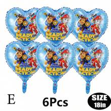 Paw Patrol Offiziell genehmigter 6er-Pack PAW Patrol Brave Adventure Suche und Rettung Hunde Thema Geburtstags Party Deko Ballon Set, 18 Zoll süßer Stadt Rettungshund Muster runder Aluminiumfolie Ballon Set, verschiedene Styles wählbar, Geburtstagsparty Wanddekoration, perfekt für Geburtstag Zeremonien Partywand Deko, Ballon Kombinations Dekorations Zubehör