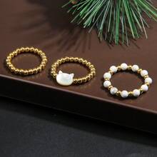 3 Peças/Conjunto Anéis Elásticos Femininos, Anéis Empilháveis de Gato Fofos, Perfeito para Encontros, Festas, Férias, Reuniões Familiares, Dia dos Namorados, Dia das Mães, Aniversário, Presente para Amigos e Família