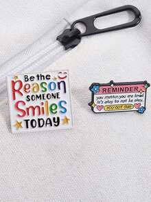 2 pièces "Vous êtes important, vous êtes aimé, les imperfections sont acceptables" Épinglette de revers en émail, broche avec citation inspirante, badge pour sac à dos, cadeau de bijoux - Multicolore - Voir 8