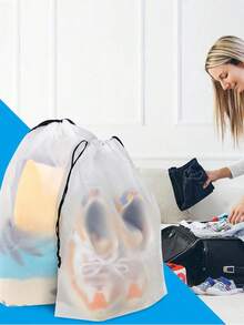 5 Stücke Kordelzugbeutel, transparente mattierte Kunststoff Haushaltsunterwäsche, Reiseschuhe, Aufbewahrungskleidung, Kleidung, Verpackungstaschen, Lagertaschen für Make-up, Lippenstift, Kosmetikaufbewahrungstaschen. Tragbare Mehrzweck-Aufbehaltstaschen