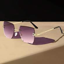 Ladies' Retro Style Rectangular Polymer Frame Decorated PC (Polymer) Lens Metal Hinge Ordinary Decorative Glasses With Gold Frame Design