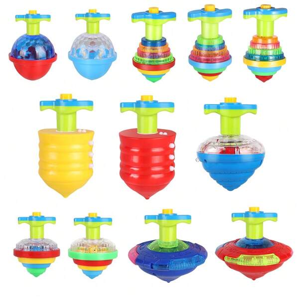 1pc Interesting LED Lighting Spinning Top Toy, Flashing Rotating Spinner Toy, Lighting Up Rotating Toy, Children's Lighting Toy, Children's Dark Party Supplies, Birthday Gift For Boys And Girls, Christmas Gift (Some Part Colors Are Random, And There May Be Slight Measurement Errors Due To Manual Measurement)