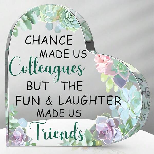 Coworker Gifts For Women, Chance Made Us Colleagues, Friend Gifts Birthday Gift For Women Friendship Keepsake Workmates Inspirational Gift For Female Work Bestie (Heart Succulent) 4x4 Inch