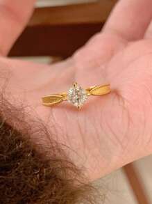 1pc Women's Gold Small Diamond Starry Ring, Vintage Minimalist Luxury Stackable Band, High-End Design