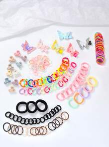 100pcs Hair Accessories Set Including Hair Clips, Hair Scrunchies, Glitter Butterfly Hair Clips And Hair Ties, Sweet And Cute Hair Decorations