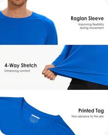 Boladeci Men's UPF 50 Sun Protection UV SPF Shirts Long Sleeve Lightweight Quick Dry Swim T-Shirts Rash Guard - Bright Blue - View 5