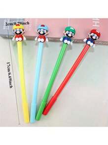 SuperMario 5pcs/Set Learning Notebook, Diary Book With Neutral Pens, Creative Cartoon Character Design, Portable For Daily Office And Study, Suitable For Business, School, Office Writing, Party Gift, Painting Tool, Notebook Pen Set Delicate Gift School Supplies,Back To School