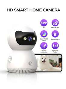 Telecamera di sicurezza con inclinazione/panoramica da 5MP per interni, telecamera di sicurezza Wi-Fi a 5G/2,4G per bambini/animali domestici/tate, archiviazione su cloud e scheda SD, visione notturna a colori, faro, audio bidirezionale, allarme sirena, rilevamento del movimento AI, adatta come regalo di Natale, regalo di anniversario, regalo della festa della famiglia. Registra tutto a casa, proteggi la tua famiglia o i tuoi amici, monitor o scheda di memoria da 64 GB (capacità di lettura 58,2 GB) acquistabile separatamente