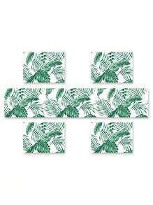 1pc Green Leaf Print Minimalist Table Runner, Suitable For Restaurant, Kitchen, Outdoor Party