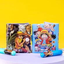 bandai 1 pieza Cuaderno de espiral de Bandai con dibujos animados de One Piece, libreta de notas para estudiantes, set de anime con bolígrafo y colgante, cuaderno de material, diario, útiles escolares, premio para estudiantes, cuaderno para fiestas, artículos de papelería de regreso a la escuela, uso de oficina, bolígrafo para exámenes