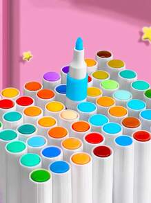 Acrylic Markers For Primary School Students' Art Painting, Unicorn Astronaut Theme Washable Non-Transparent Stackable Color Pen Children's Paintbrush, Ideal Back-To-School Gift, Safe And To Stimulate Children's Color Perception Ability Box Storage(48 Colors Shipped Randomly),Back To School