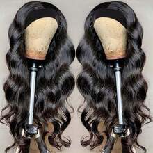 Headband Wig Human Hair Body Wave 18 Inch Glueless None Lace Front Wig Brazilian Virgin Hair Wear And Go Wigs For Women 200% Density Wigs Natural Black Color - Natural Black - Xem 2