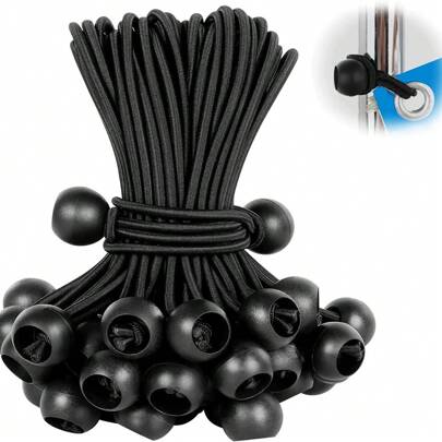 20 Stücke elastisches Seil mit Kunststoffkugel zum Binden von Outdoor-Zelten, Trampolin, Gepäck, Elastikgürtel mit Kugel