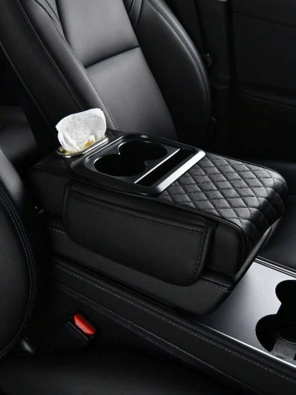 Car Armrest Box, Automotive Armrest Pad, Car Central Armrest Console, Ergonomic Armrest Box, Upgrade Driving Comfort, Wear-Resistant & Easy To Clean, Fit Most Vehicle Models, New Tissue Box Storage With Cup Holder, Layered Storage, Ideal Holiday Gift, Color Options: Black, Grey, Black&Red, Brown, Beige